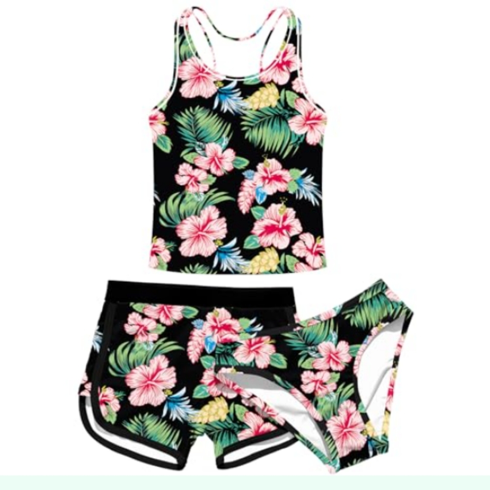uideazone Girls 3 Piece Bathing Suit Summer UPF 50+ Racerback Swimsuit